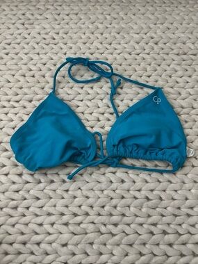 OP Teal Blue Triangle String Bikini Top - Women Swim